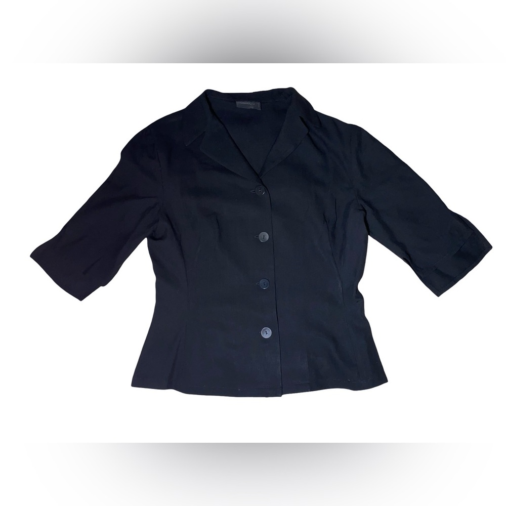Tombolini Midnight Black Women's virgin wool 1/2 sleeves blazer jacket